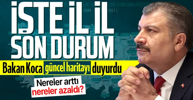 Son dakika: Sağlık Bakanı Fahrettin Koca illere göre haftalık vaka haritasını açıkladı (30 Ekim 2021 - 5 Kasım 2021)