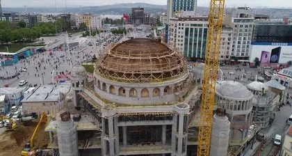 Taksim Camii inşaatı havadan böyle görüntülendi