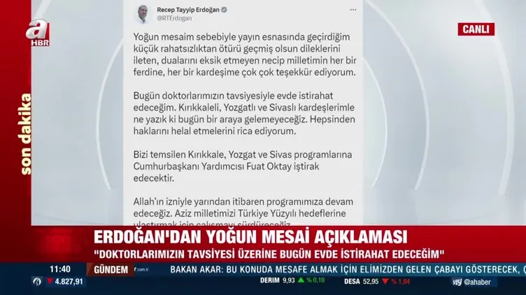 Başkan Erdoğan’dan yoğun mesai açıklaması!