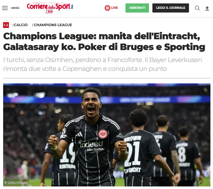 Galatasaray'ın Frankfurt yenilgisi dış basında! - 4