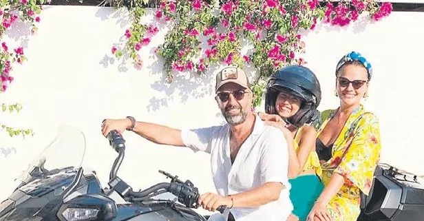 Seda Güven ve Ali Güzel lüks motosikletleriyle Bodrum sokaklarını gezdi
