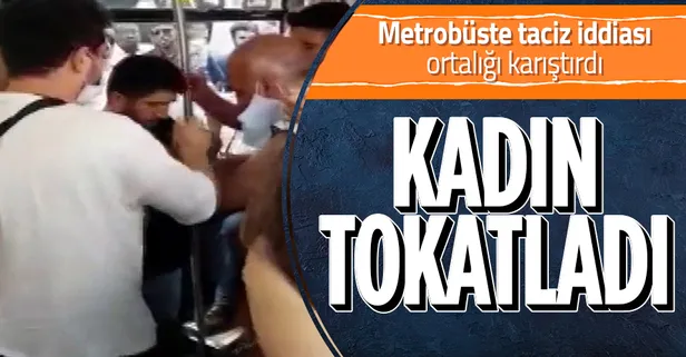 İstanbul'da metrobüste taciz iddiası! Kadın, fotoğraflarını çektiğini iddia ettiği yabancı uyruklu kişiyi tokatladı