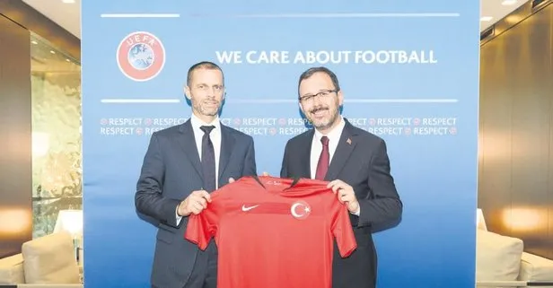 Bakan Kasapoğlu ve Nihat Özdemir’den UEFA Başkanı Ceferin’e ziyaret