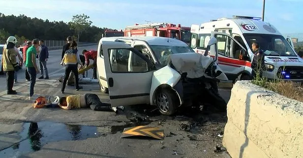 Kartal’da kararsız sürücü beton bariyerlere girdi! Araç hurdaya döndü: 2 yaralı