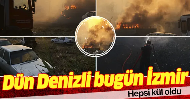 Dün Denizli, bugün İzmir! 20 araç kül oldu