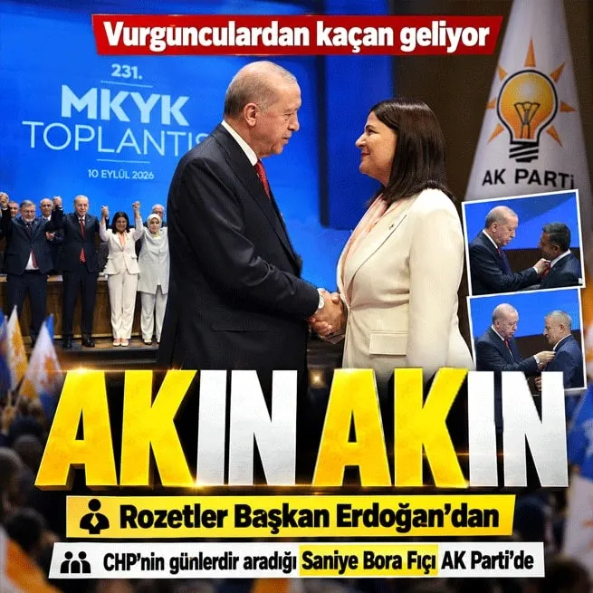AK Partiye yeni katılımlar: Saniye Bora Fıçının rozetini Başkan Erdoğan taktı