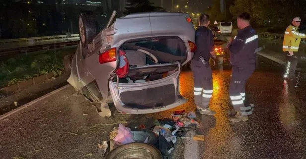 Hurdaya dönen araçtan yara almadan çıktılar!