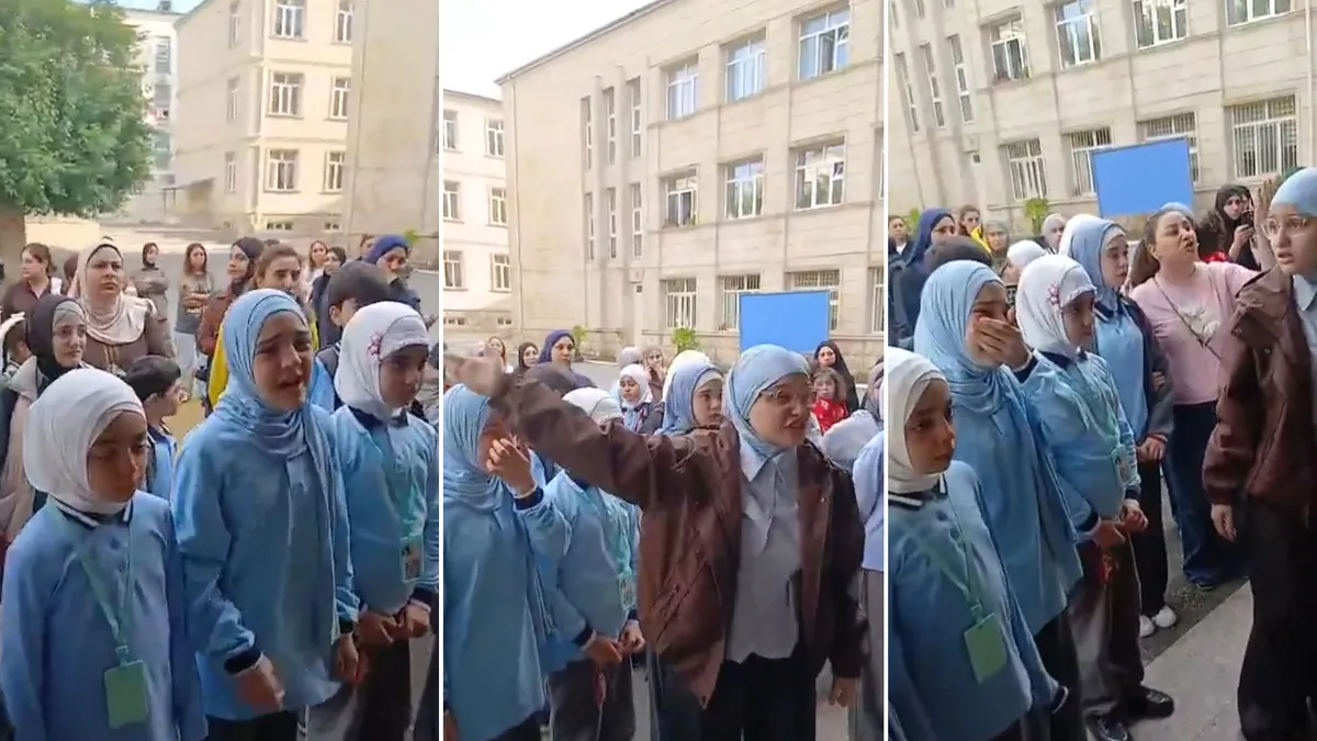 Azerbaycan'da 28 Şubat'ı hatırlatan başörtüsü yasağı! Öğrenciler ayakta: Okul kapısında polis engeli