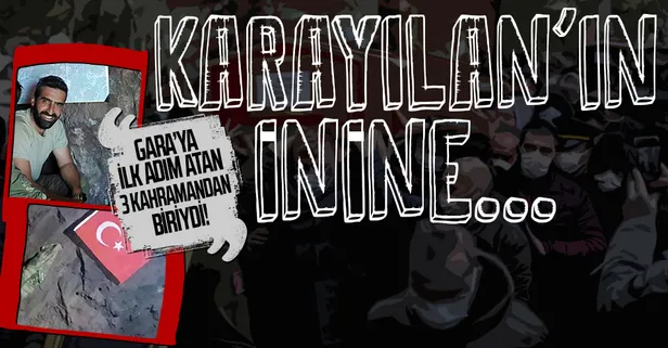 Gara şehidi Burak Coşkun'un PKK elebaşı Murat Karayılan'ın mağarasına Türk bayrağı diktiği ortaya çıktı