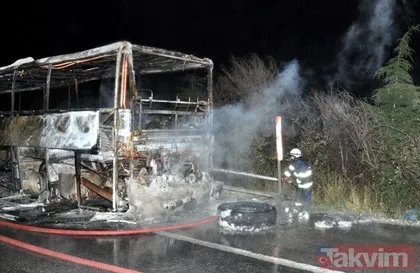 Eskişehir’de seyir halindeki yolcu otobüsü yandı