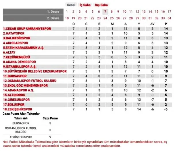 Türkiye Futbol Federasyonu Bursaspor, Osmanlıspor ve Eskişehirspor'un puanlarını sildi-1