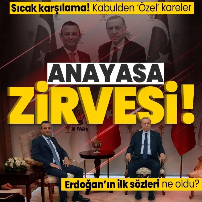 Masa kuruldu! Başkan Erdoğan Özgür Özel’i kabul etti: Tarihi görüşmede gündem yeni anayasa | İlk kareler geldi