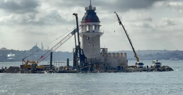 Restorasyon çalışmalarında sona doğru: Kız Kulesi'nin çevresindeki iskeleler kaldırıldı