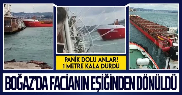 İstanbul Boğazı’nda facianın eşiğinden dönüldü: Geminin kıyıya 1 metre kala durabildi! Panik anları kamerada