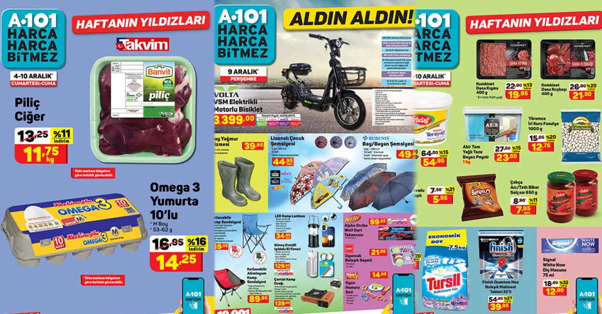 A101 hafta sonu aktüel kataloğu yayında! Start verildi indirime girdi 15 TL altına düştü! Yağ, salça, yumurta, kıyma, tuvalet kağıdı, elektronik ürünler...