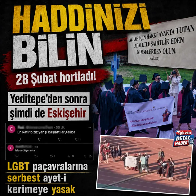 Yeditepeden sonra şimdi de Eskişehir: Mezuniyet yürüyüşünde ayete engel!