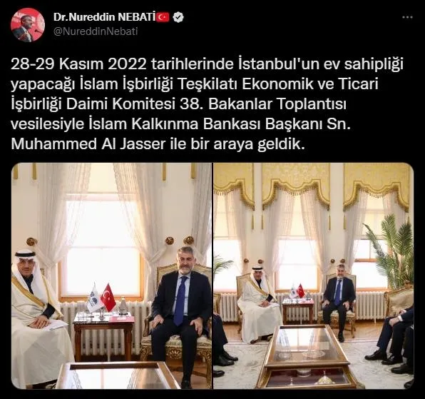Bakan Nebati'den yeni yatırımlar için kritik temas: İslam Kalkınma Bankası Başkanı Muhammed Al Jasser ile görüştü-1