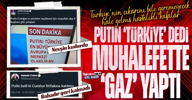 Putin'in doğalgazda "Türkiye" çözümü muhalefette "gaz" yaptı! Nevşin Mengü ve Bahadır Erdem'den skandal paylaşımlar peş peşe geldi