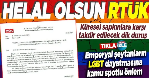 Son dakika: LGBT ahlaksızlığına geçit yok! RTÜK’ten televizyon kanallarına ve radyo istasyonlarına kamu spotu