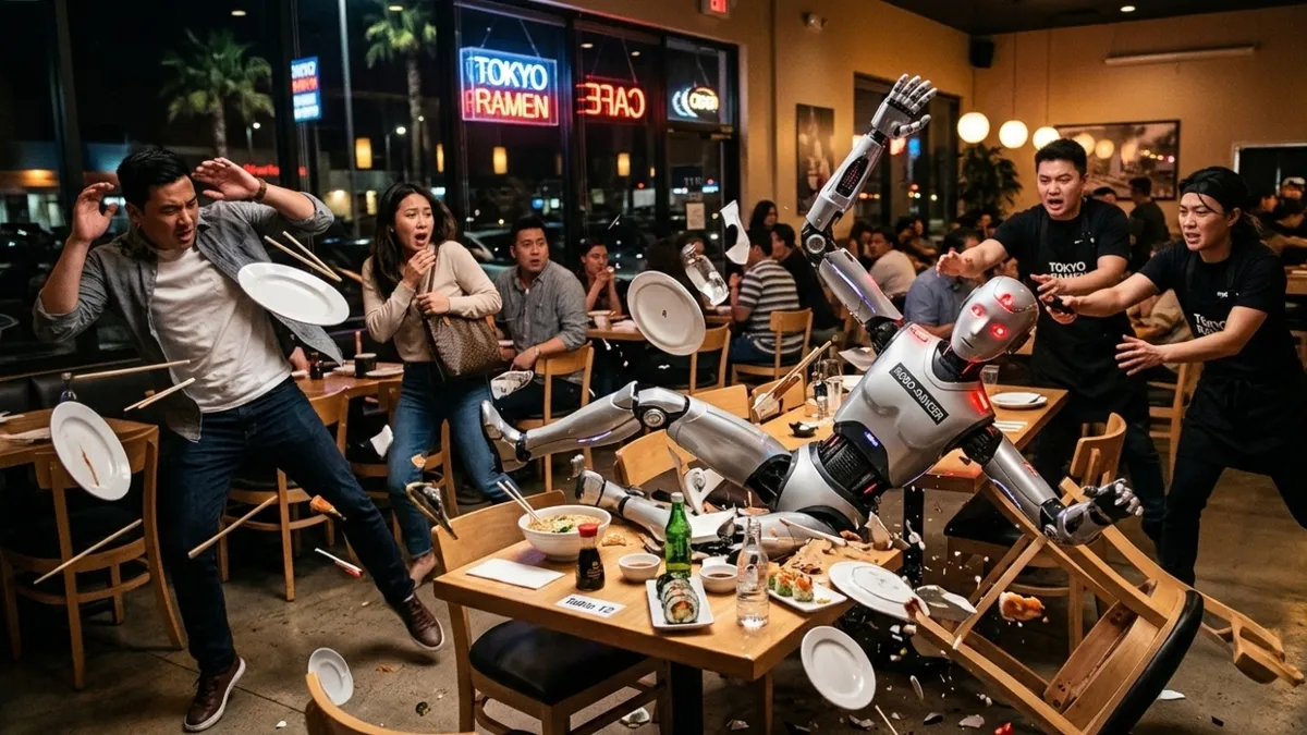 Dans eden robot kontrolden çıktı: Restoran birbirine girdi