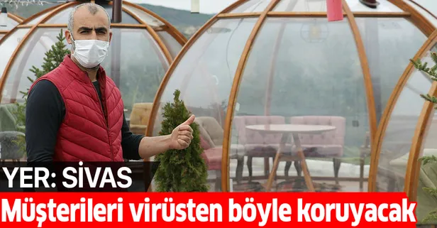 Sivas'taki kafe müşterilerini koronavirüsten böyle koruyacak
