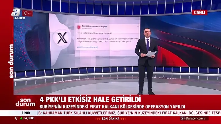 MSB: 4 terörist etkisiz hale getirildi!