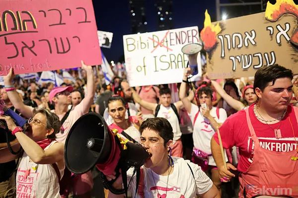 Tel Aviv'de isyan ateşi büyüyor! Katil Netanyahu'nun istifası için on binlerce İsrailli yine sokaklara akın etti - 39