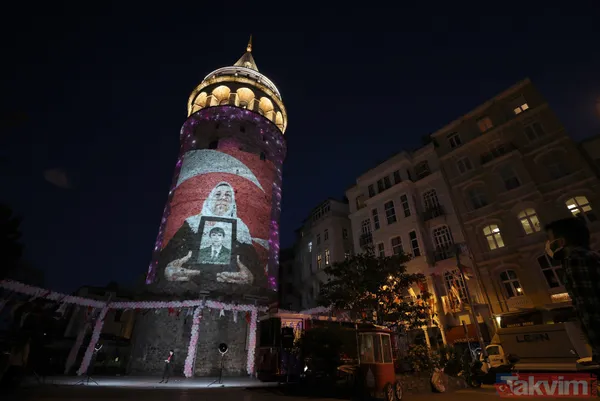 Anneler Günü, Galata Kulesi'ne yansıtılan fotoğraflarla kutlandı! Mustafa Kemal Atatürk ve Başkan Erdoğan... - 15