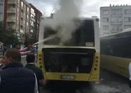 İstanbulda yine yeni yeniden İETT rezaleti! Otobüs yandı işe gitmek isteyen vatandaşlar yolda kaldı