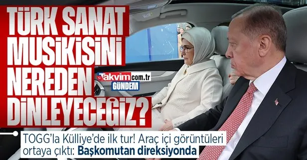 Başkan Erdoğan ile eşi Emine Erdoğan’ın Togg ile yaptığı ilk sürüşün araç içi görüntüleri ortaya çıktı: Türk Sanat Musikisini nereden dinleyeceğiz?