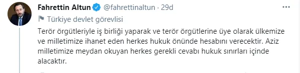 Son dakika: İletişim Başkanı Fahrettin Altun'dan Selahattin Demirtaş'a sert tepki: Kuklası olduğu terör örgütü PKK’dan emir almış!-5