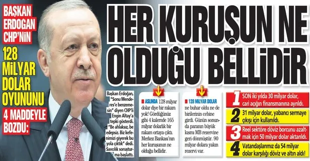 Başkan Recep Tayyip Erdoğan CHP’nin 128 milyar dolar oyununu 4 maddeyle bozdu
