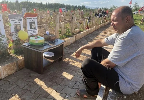 1687849470284.jpg En acı doğum günü! Depremde hayatını kaybeden kızının çok istediği pastayı mezarına götürdü-2