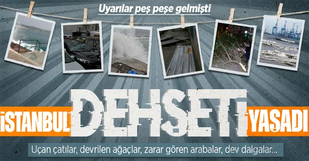 AFAD ve Metoroloji peş peşe uyarmıştı! İstanbul kabusu yaşadı! Uçan çatı 3 arabayı perte çıkardı