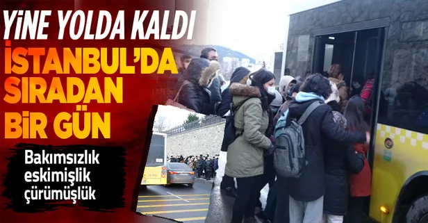Kartal’da İETT otobüsü yolda kaldı trafik felç oldu! Vatandaşlar buz gibi havada bekledi