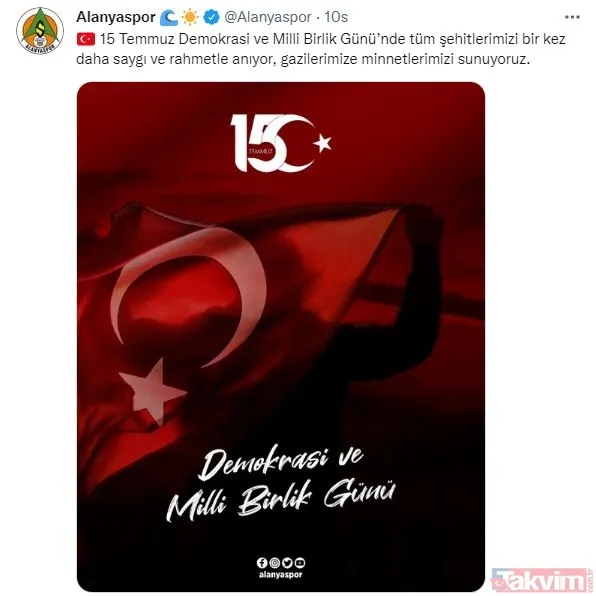 Türk futbolunun dev kulüplerinden 15 Temmuz paylaşımları... - 22