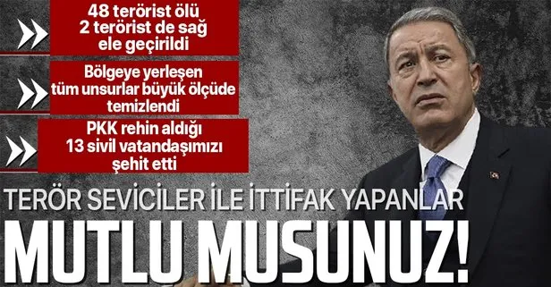 Son dakika: Mehmetçik Gara’da destan yazdı! Milli Savunma Bakanı Hulusi Akar: 48 terörist ölü, 2 terörist sağ ele geçirildi