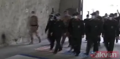 Kriz çıkartacak görüntü! İran Devrim Muhafızı Komutanı füze üssü açılışında ABD ve İsrail bayrağını çiğnedi