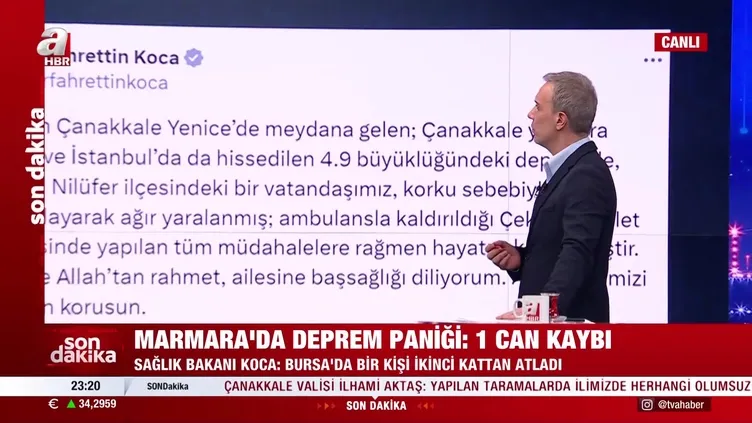 Marmara’da deprem paniği: 1 can kaybı
