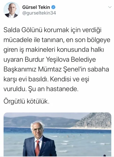 Yalan terörü bu defa Salda Gölü üzerinden yapıldı! Yeşilova Belediye Başkanı Mümtaz Şenel’in saldırıya uğramasını Salda Gölü’ne bağladılar!-2