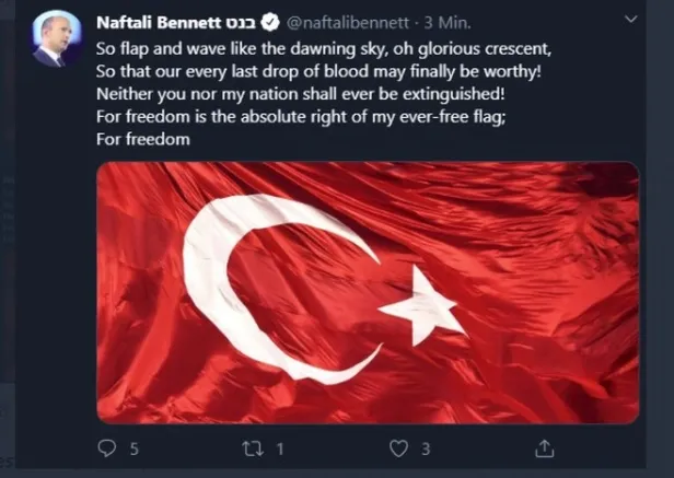 İsrail Savunma Bakanı Naftali Bennett'in hacklenen hesabından Filistin ve Türkiye paylaşımı-4