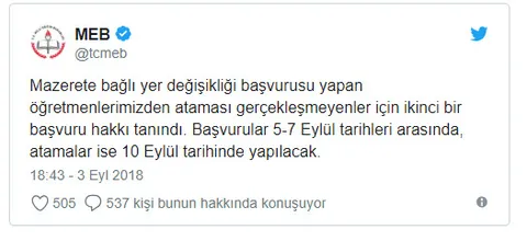 Milli Eğitim Bakanlığı'ndan öğretmenlere yer değişikliği için ikinci şans!-1