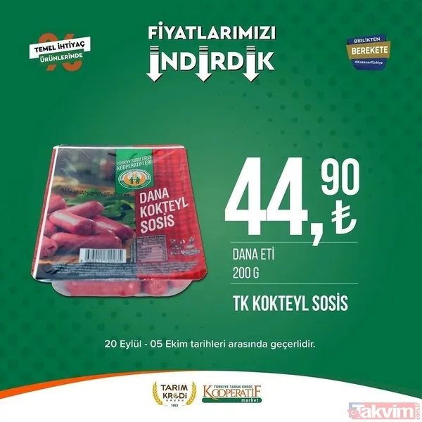 Tarım Kredi 5 Ekim FİYAT LİSTESİ 2023! Kooperatif marketlerinde indirimlerin son günü! Kırmızı mercimek 22.25, tost peyniri 59. 90... - 50