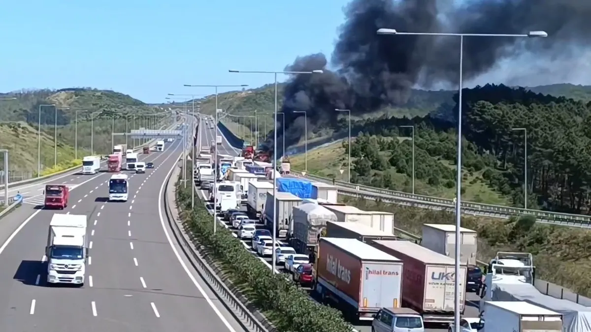 Kuzey Marmara'da tehlike çanları! Tır dorsesi alev topuna döndü...