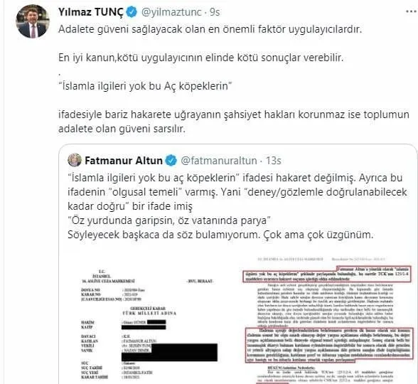 İstanbul 16. Asliye Ceza Mahkemesi tarafından hukukun canına okuyan karar! Fatmanur Altun'a edilen hakareti akladılar-5