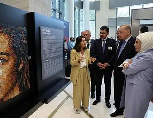 Erdoğan çifti, Türkevi’nde açılan atık sergisini gezdi