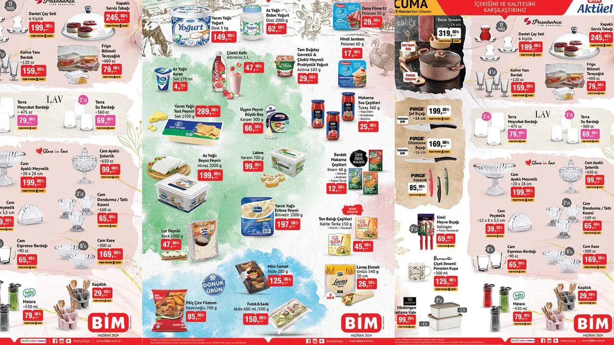 Her şey 4,75 TL, 62,50 TL,  66,50 TL, 99 TL'den satılıyor: BİM aktüel ürünler kataloğu 24-28 Haziran 2024