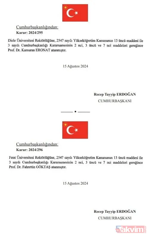 Başkan Erdoğan imzaladı: Atama kararları Resmi Gazete'de! Emniyet Genel Müdürlüğü ve Jandarma Genel Komutanlığı'na yeni isimler - 26