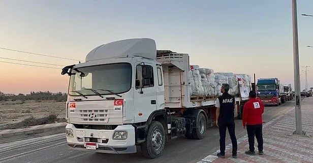 Yardım tırları Gazze'ye girdi! AFAD açıkladı: 17 tır gıda 3 tır battaniye ve çadır yardımları bugün teslim edilecek