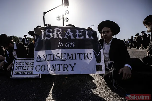 Ultra Ortodoks Yahudiler (Harediler) soykırımcı İsrail'in zorunlu askerlik hizmetini protesto etti: Otoyolu trafiğe kapattılar - 23